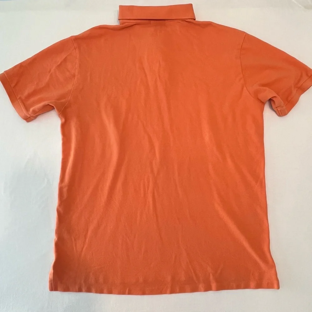 POLO Ralph Lauren Men Orange 100%Cotton Blue Pony Logo Classic Shirt Size L Tall